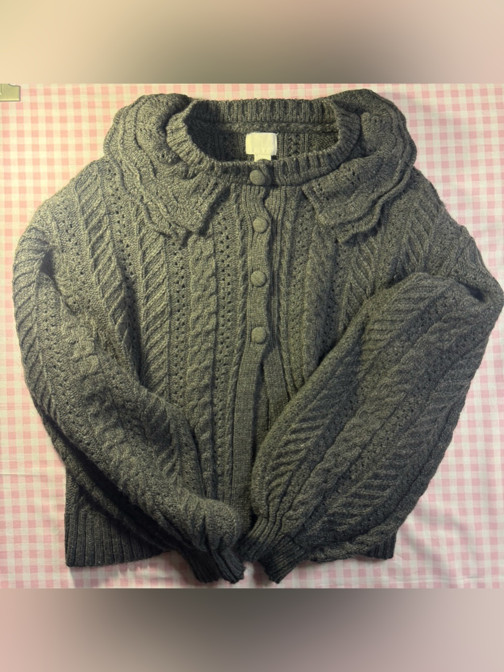 Cottagecore Ruffle Collar Chunky Knit Sweater